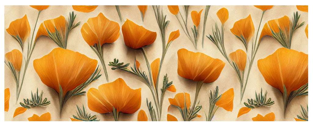 Tappeto passatoia fantasia made in Italy antiscivolo lavabile aderente PapaveroArancio - 50x350 cm