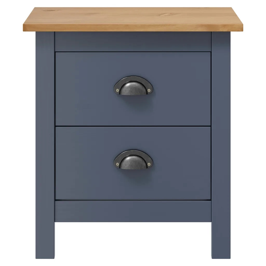 Comodino Hill Grigio 46x35x49,5 cm Legno Massello di Pino cod mxl 53258