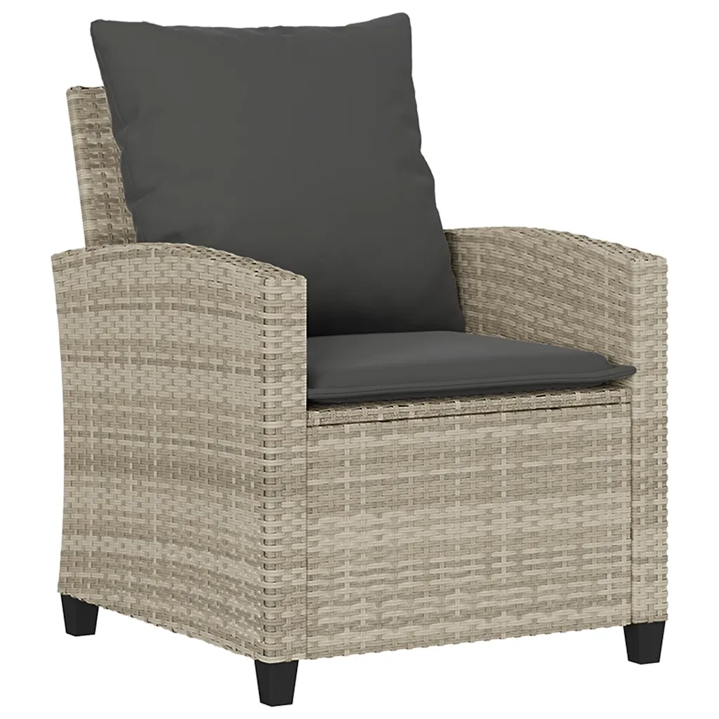 Set Divano da Giardino 6pz con Cuscini Grigio Chiaro Polyrattan