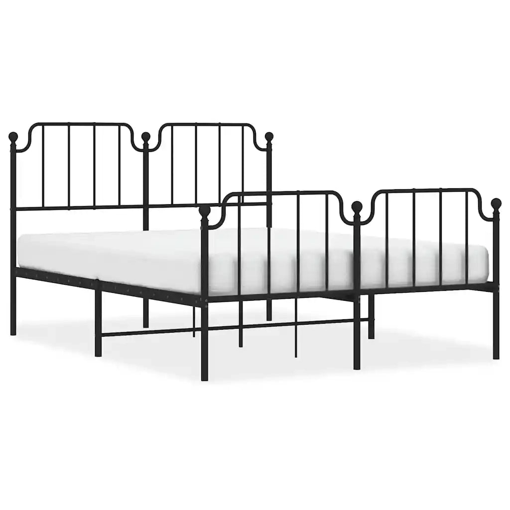 Giroletto con Testiera e Pediera Metallo Nero 150x200 cm 373907