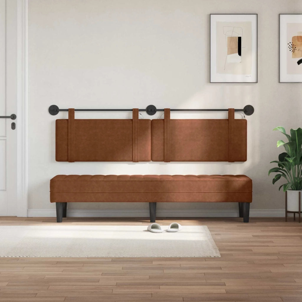 Testiera | Testata sospesa Con luce LED Marrone PU Antico