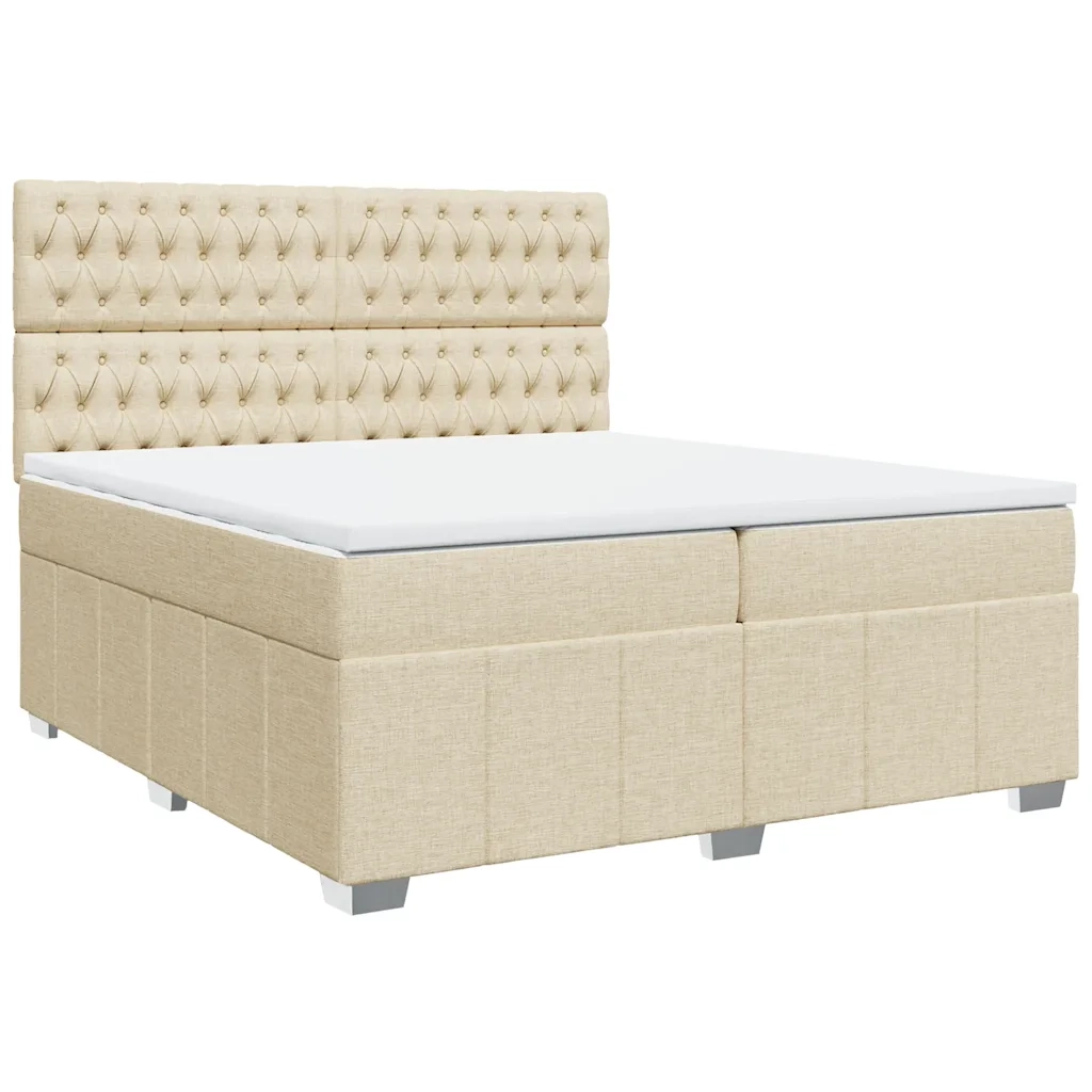 Giroletto a Molle con Materasso Crema 200x200 cm in Tessuto