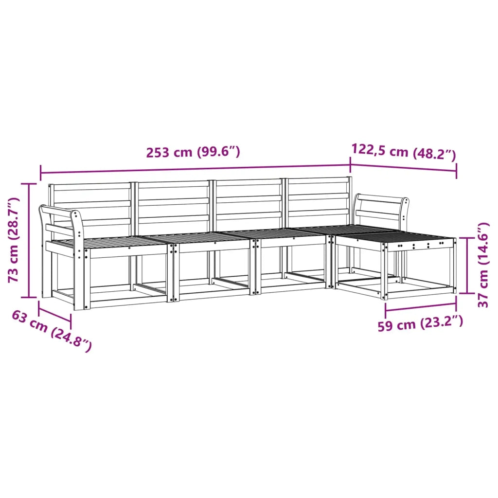 Set di divani da esterno 5 pcs Naturale 3366252