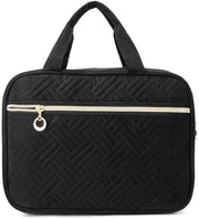 Borsa da bagno per donne, grande borsa impermeabile appesa, borsa da bagno pieghevole, grande borsa cosmetica con ganci ruotanti 360°, borsa da bagno, borsa per il trucco, borsa cosmetica per donne, nera
