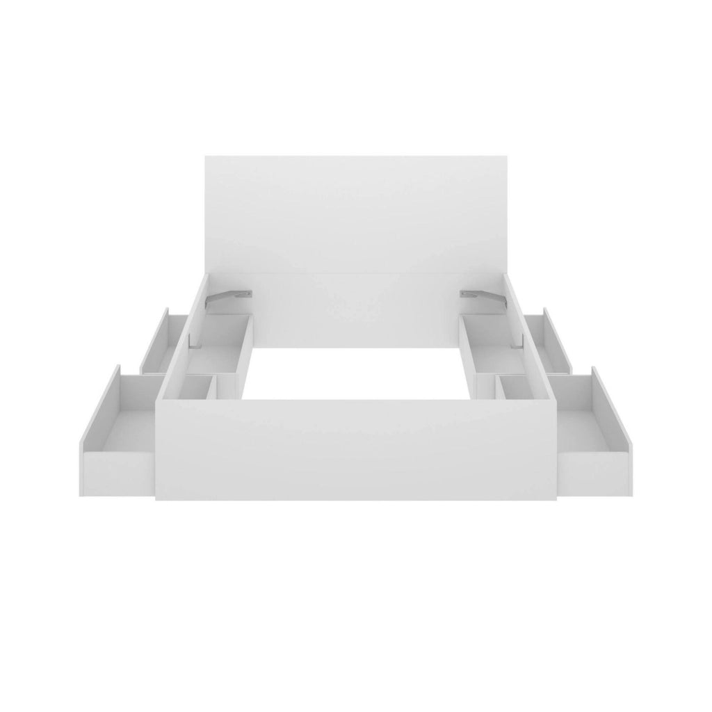 Letto matrimoniale Usman, Sommier per camera da letto, Giroletto per stanza, Struttura porta materasso, 269x205 h100 cm, Bianco