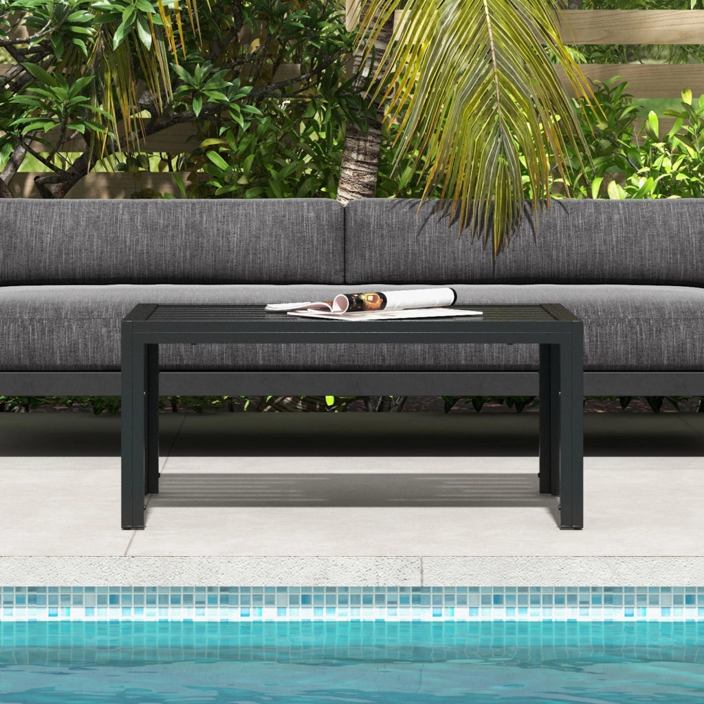 Tavolino da giardino rettangolare ¨C zephmum ¨C nero, acciaio, 101.5x61x46 cm