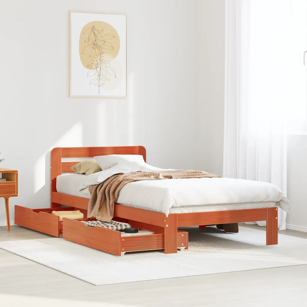 Letto senza Materasso Marrone Cera 90x190 cm in Legno di Pino 3309865