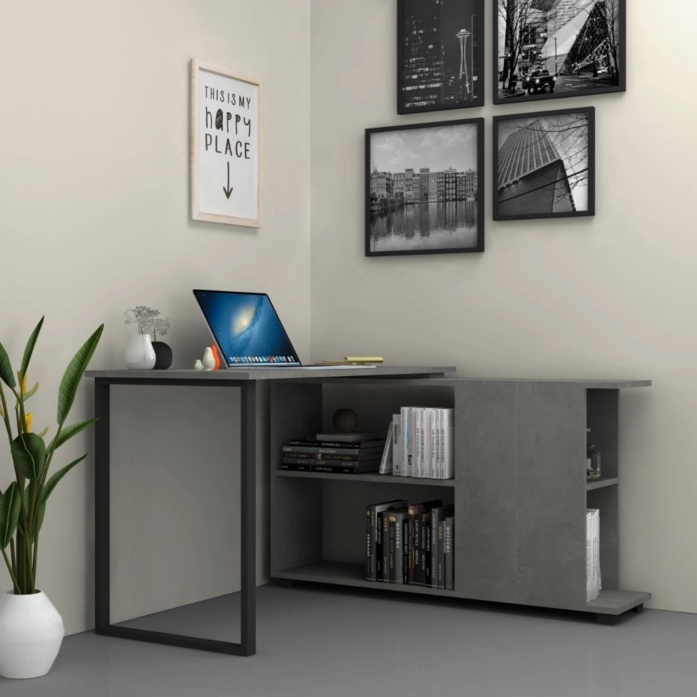 Scrivania con libreria Oslo 120x60 cm. colore cemento