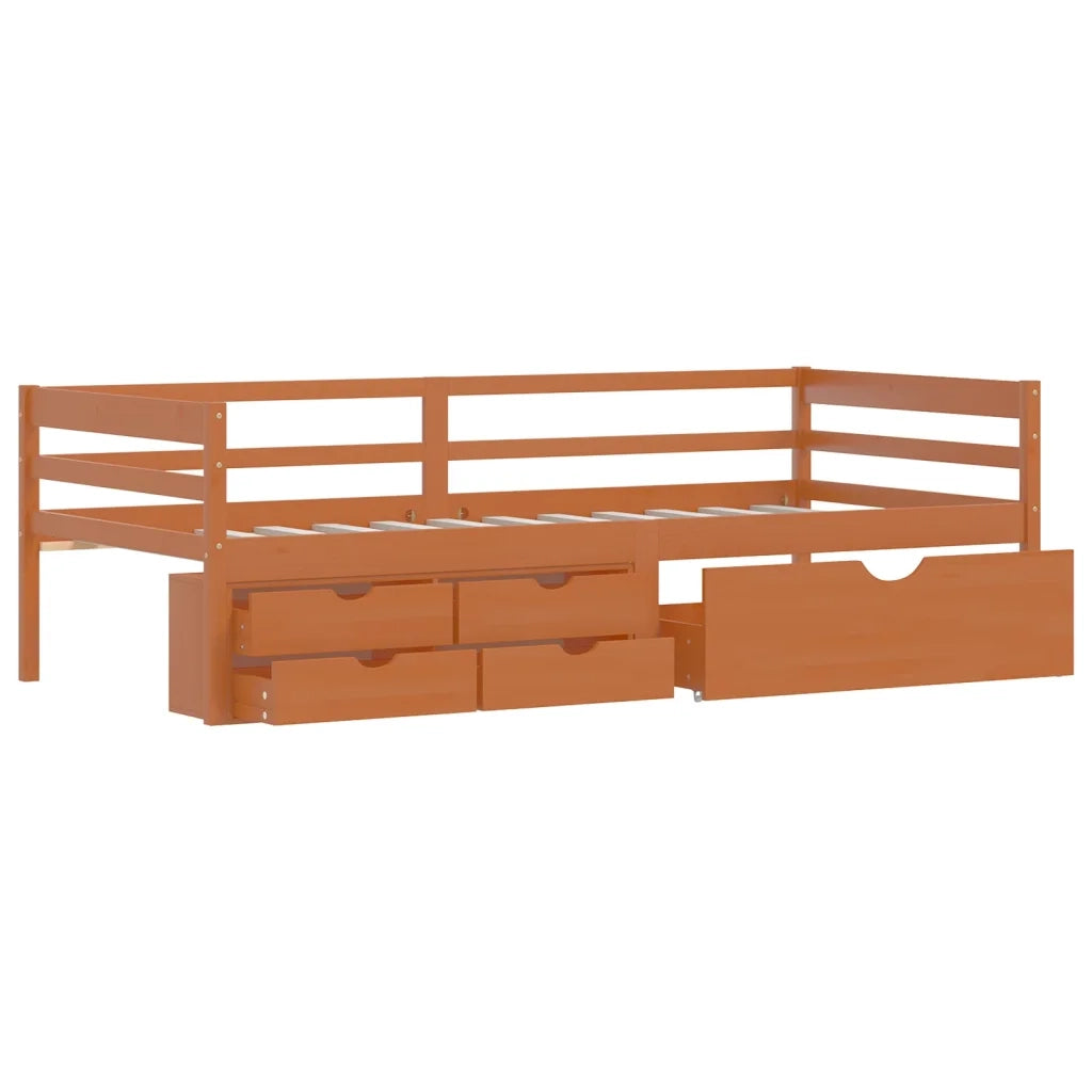 Giroletto con Cassetti-Struttura Letto con contenitore Grigio Scuro in Legno di Pino 90x200 cm