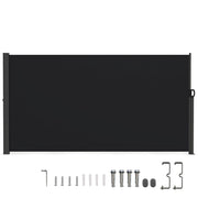 Tenda laterale retrattile per patio con maniglia laterale, Schermo di privacy esterno 300 x 160 cm Nero-Tende parasole