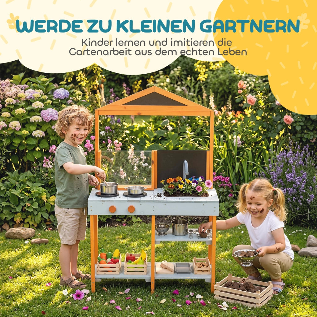 Cucina Gioco Fango Legno Bambini ¨C Xylo ¨C Outdoor con Lavabo Scaffale Blu 3-8 Anni