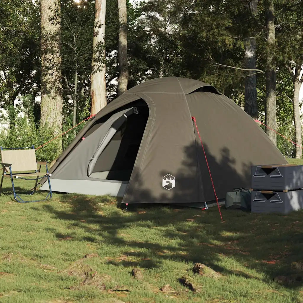 Tenda da Campeggio a Cupola per 3 Persone-Tenda per Escursionismo Marrone Impermeabile