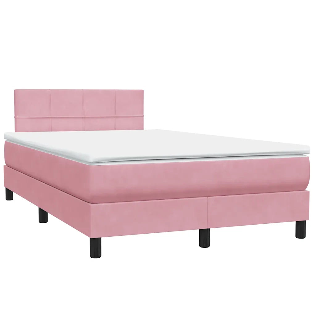Letto a Molle con Materasso e LED Rosa 120x220 cm in Velluto 3316928