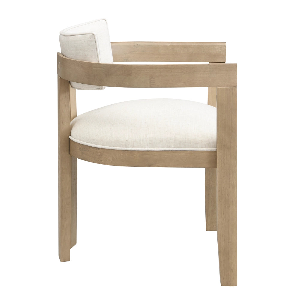 Sedie da Pranzo in Legno Massello ¨C MINIMAL ¨C Set 6 Pezzi, Tessuto Lino, Naturale, Moderno
