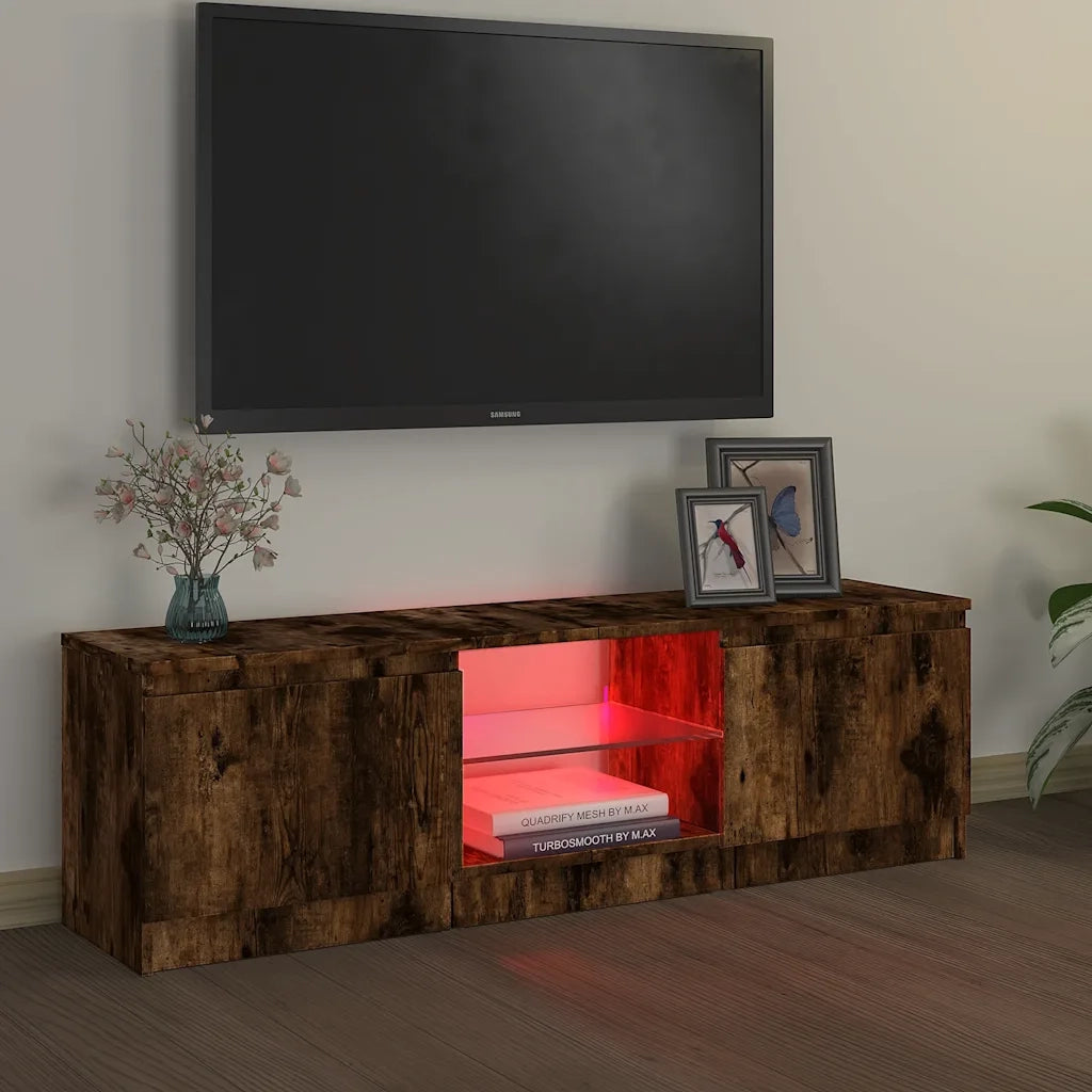 Mobile Porta TV con Luci LED Rovere Fumo 120x30x36 cm 815708