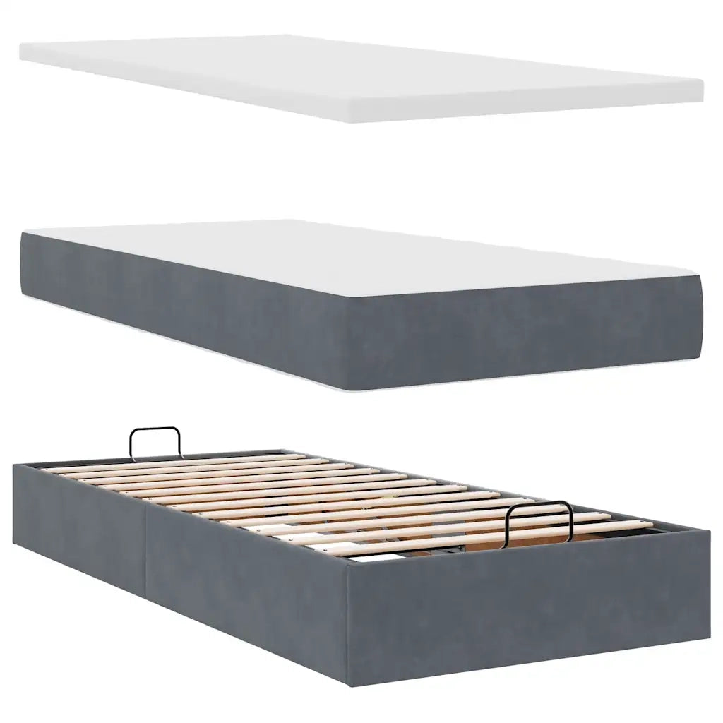 Struttura Letto Pouf con Materasso 90x190 cm in Velluto 3311886