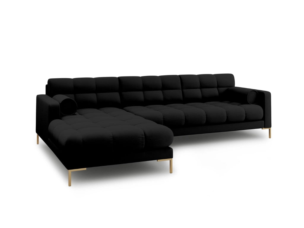 Cosmopolitan Design - Divano angolare sinistro "Bali" 5 posti in tessuto strutturato nero 