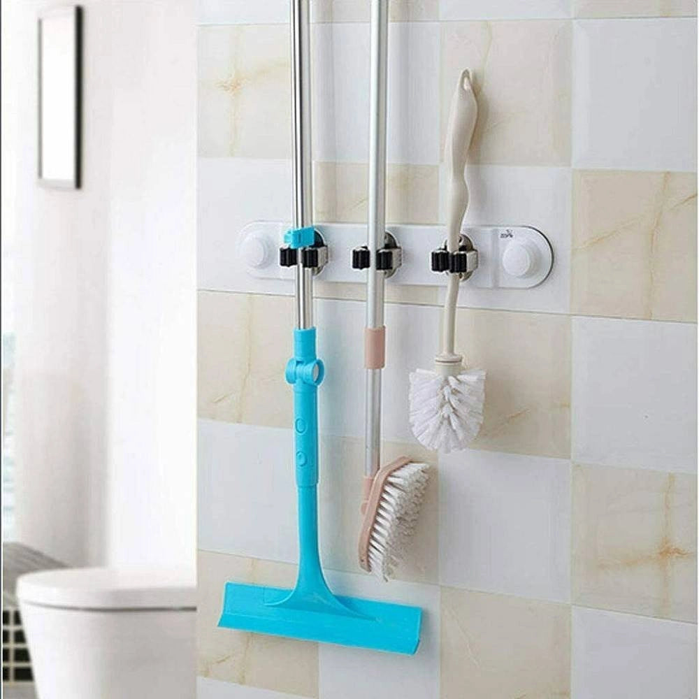 Trade Shop - Porta Scope Da Muro Salva Spazio Supporto 3 Posti Cucina Casa Pulizia 59557 -