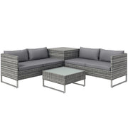 Set da Giardino 4 Pezzi con 2 Divani 2 Posti, Tavolino da Caff¨¨ e Tavolino Alto, in Acciaio e Rattan