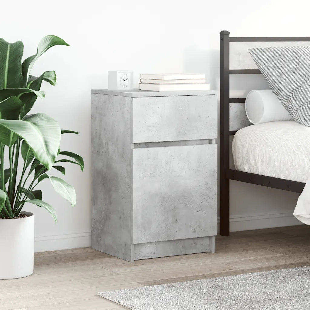 Comodini 2 pz-Set di 2 Tavolino da notte Grigio Cemento 39x35x65 cm in Legno Multistrato