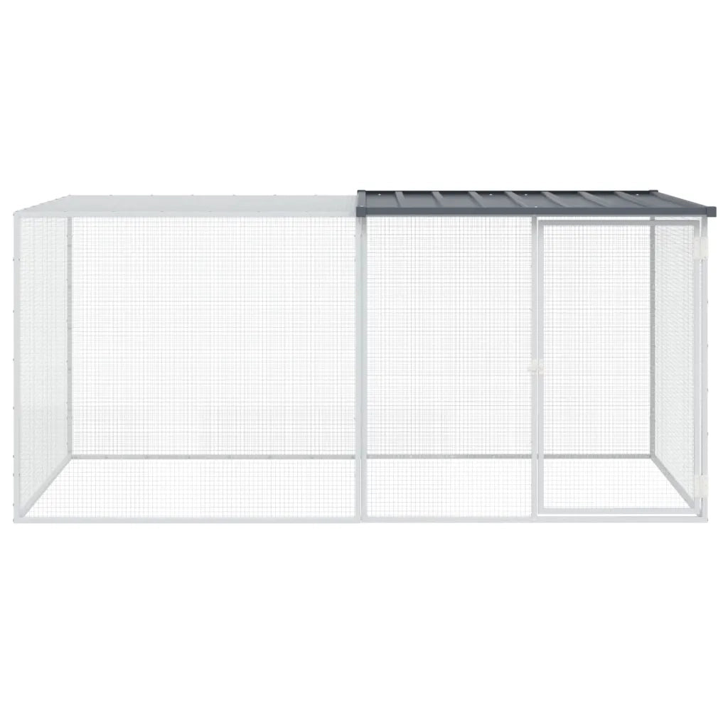 Gabbia Polli con Tetto Antracite 203x98x90 cm Acciaio Zincatocod mxl 124795