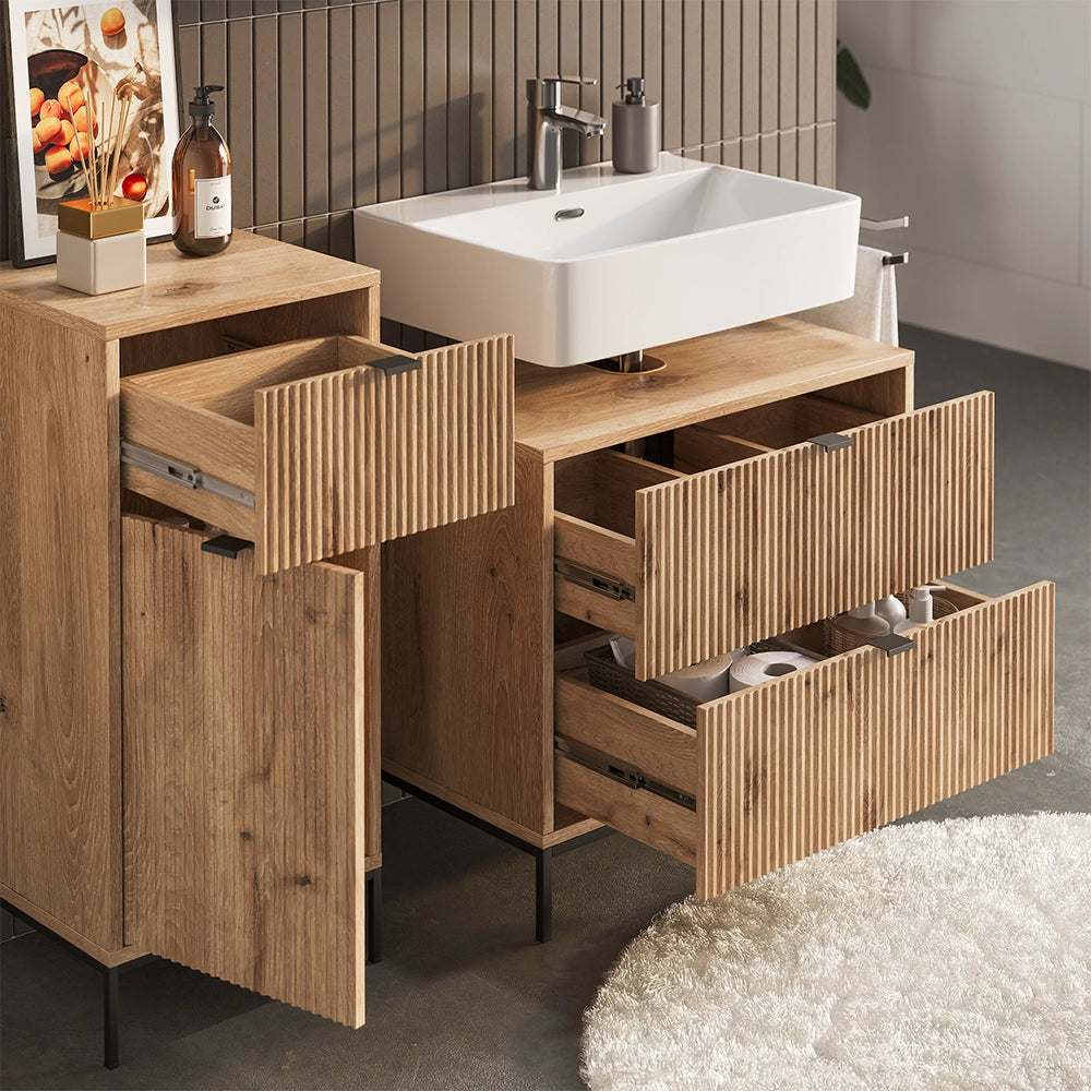 Vicco Set di mobili da bagno Quercia vichinga 3 parti