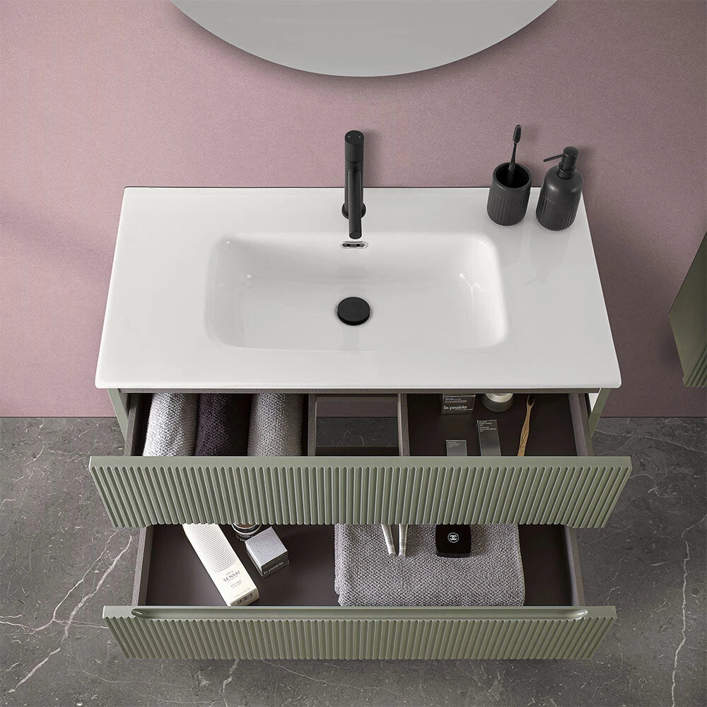 Mobile bagno sospeso cannettato 90 cm verde Bali