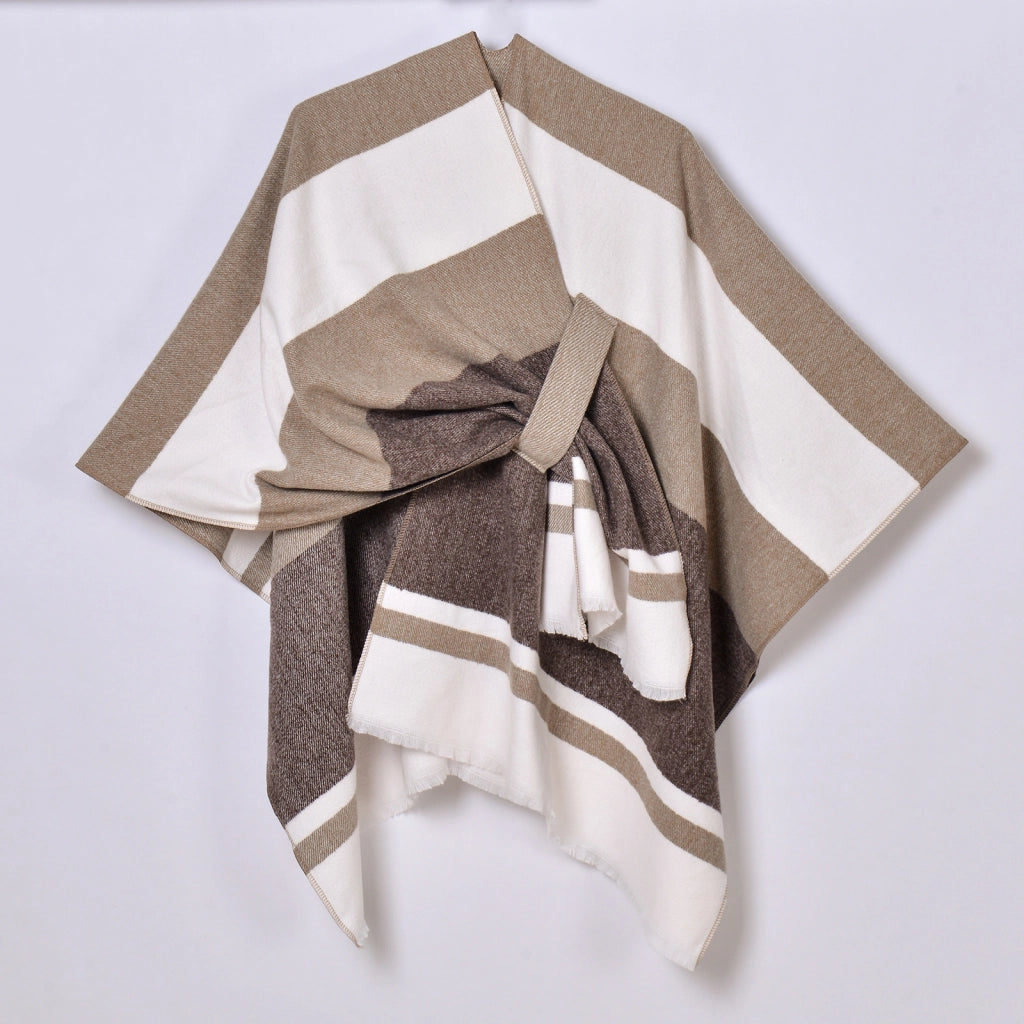 Sciarpa da donna, elegante mantello con cintura diagonale monocromatica