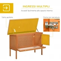 Gabbia per Conigli Conigliera da Esterno in Legno di Abete 90 x 45 x 65cm