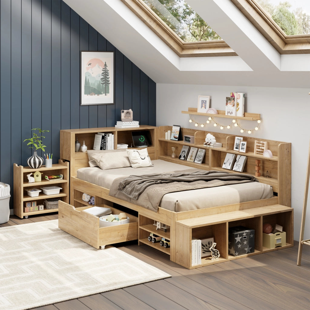 Letto singolo multifunzionale compensato 90x200 cm