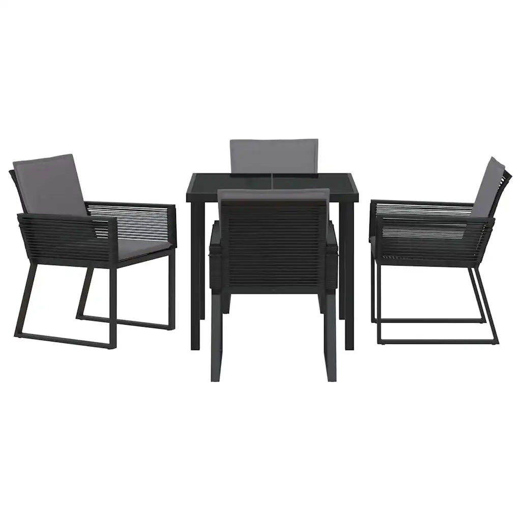 Set da Pranzo per Giardino 5 pcs Nero
