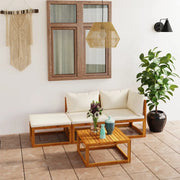 Set Divani da Giardino 4 pz con Cuscini Crema in Legno Acacia cod mxl 37824
