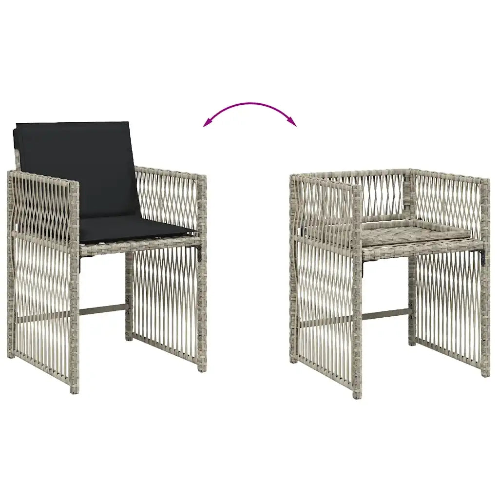 Set da Pranzo da Giardino 15 pz con Cuscini Grigio Polyrattan