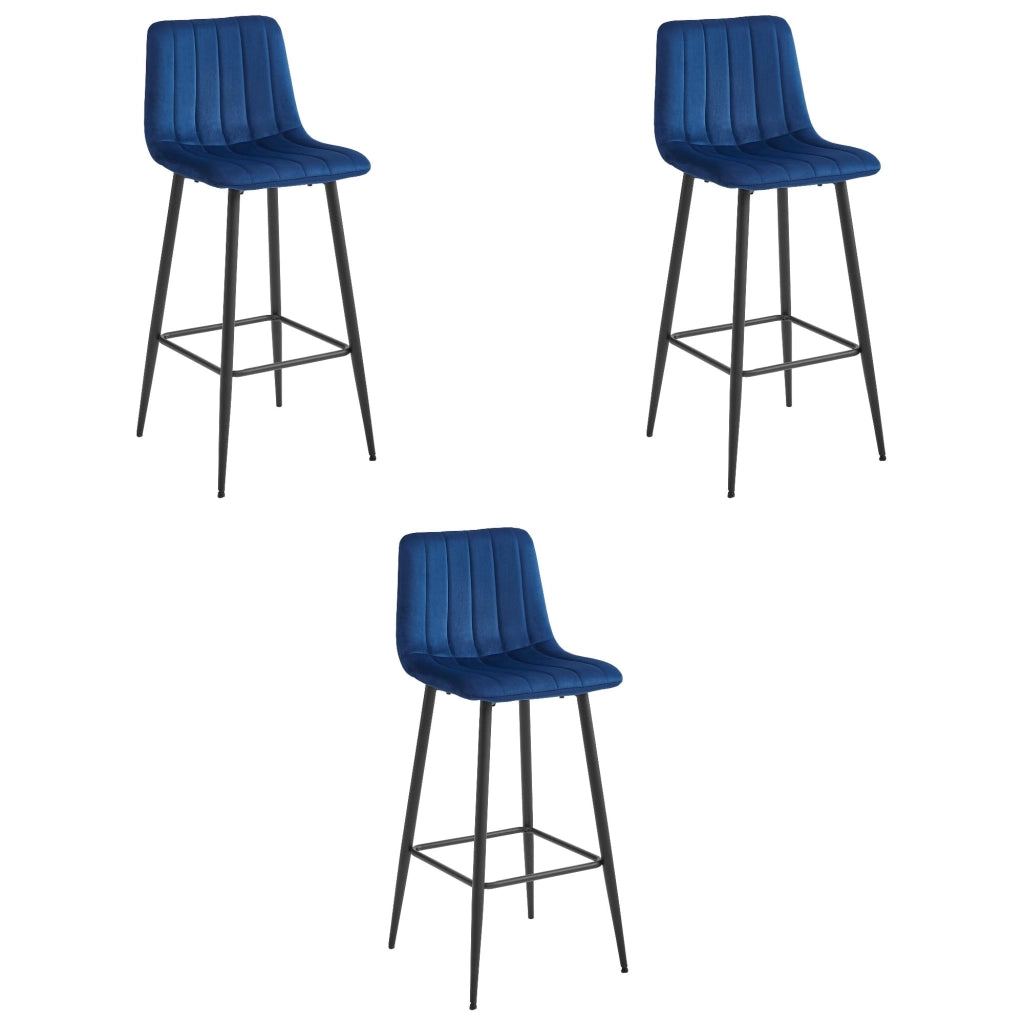 Sgabello Valora POZZA in velluto blu navy con gambe nere x3