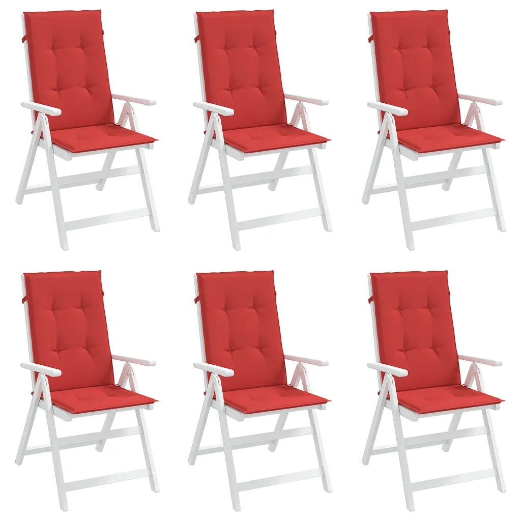 Cuscini per Sedie 6 pz Rossi 120x50x3 cm in Tessuto