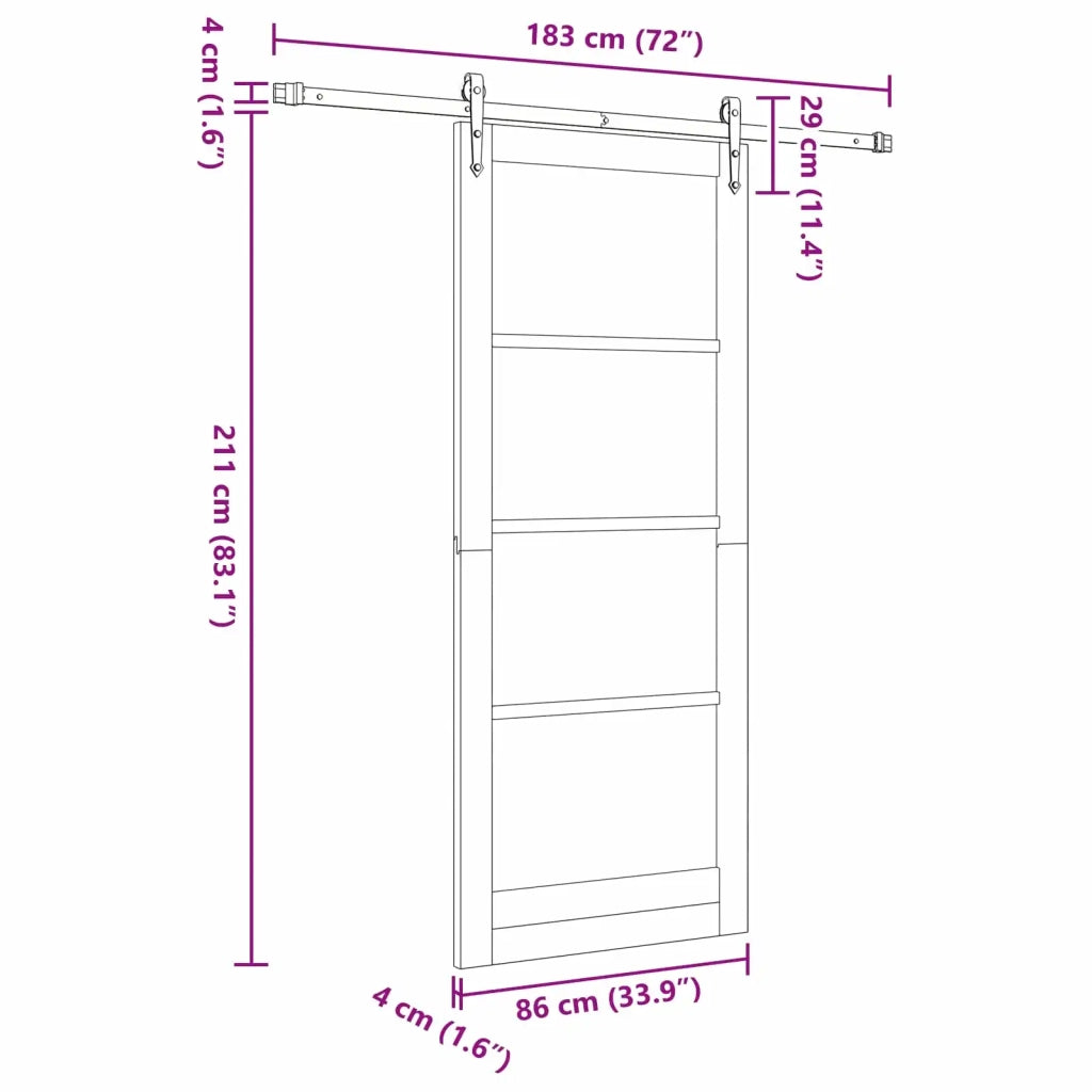 Porta scorrevole ORKDAL Naturale e Nero 86 x 211 cm 3445565