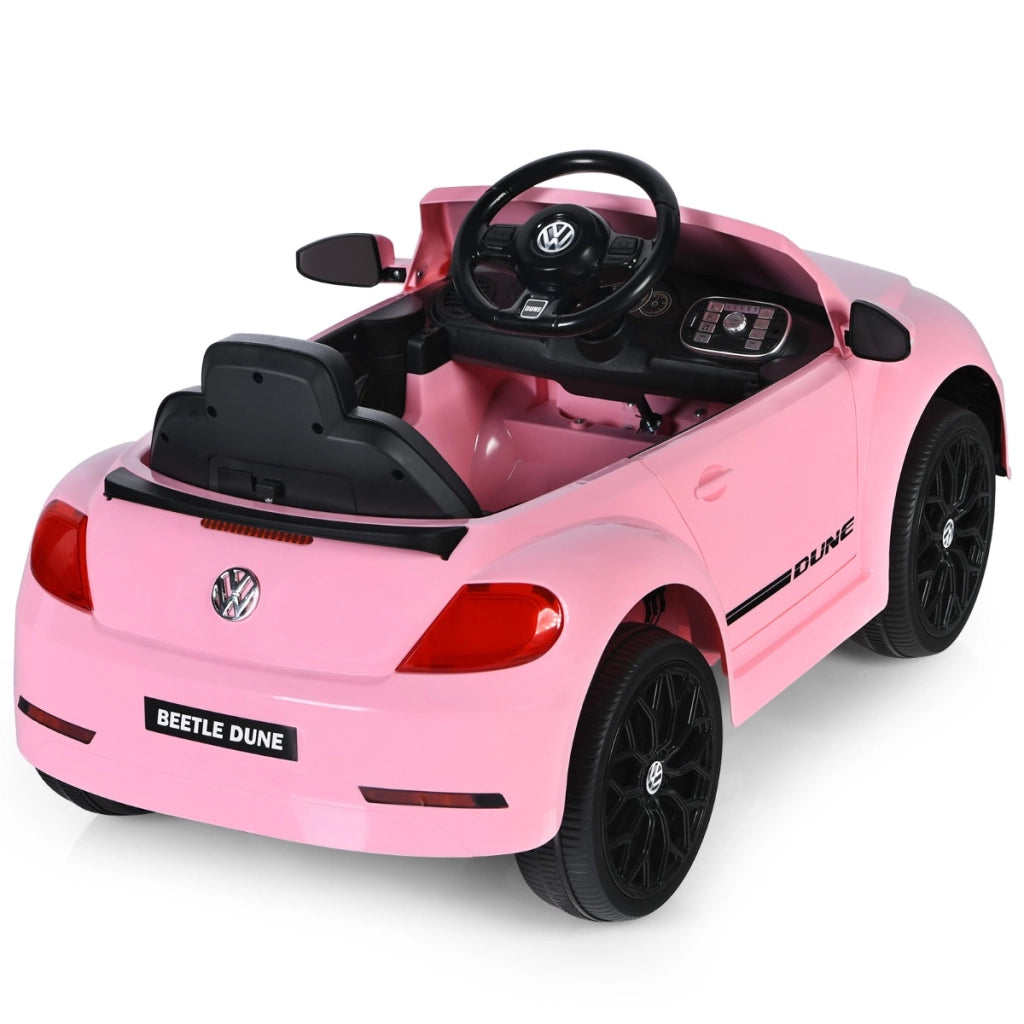 Maggiolino per bambini elettrico con telecomando luci sedile accogliente, Giocattolo realistico cavalcabile Rosa-Macchinine giocattoli