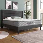 Letto Imbottito Matrimoniale con Rete a Doghe e Testiera ¨C Xylo ¨C Tessuto Grigio Scuro 140x200