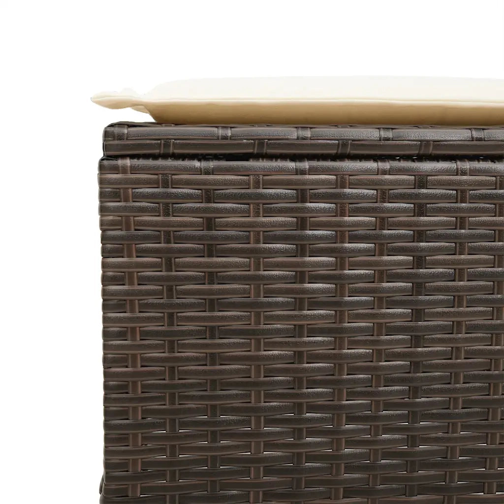 Set Divano da Giardino 4 pz con Cuscini Marrone in Polyrattan