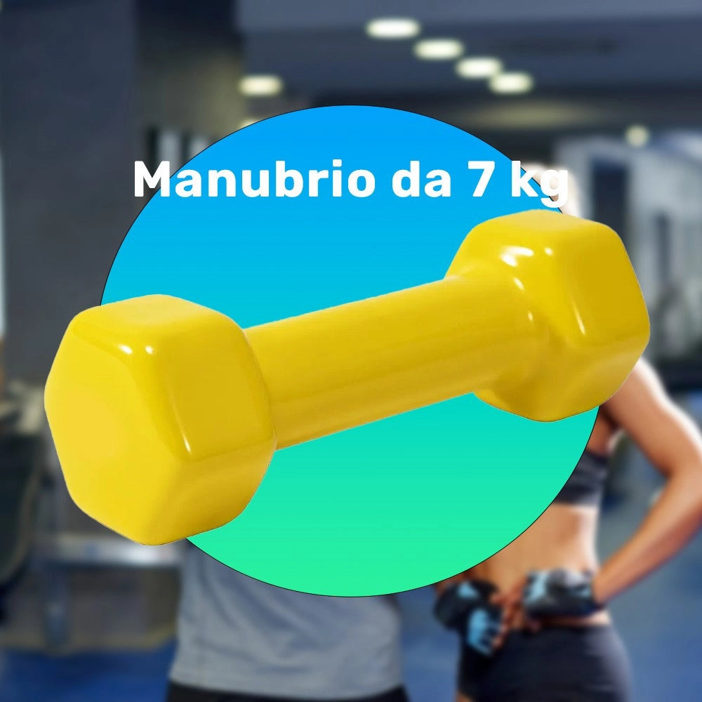Trade Shop - Manubrio Singolo 7 Kg In Vinile Allenamento Esercizi Casa Palestra Workout Fit -