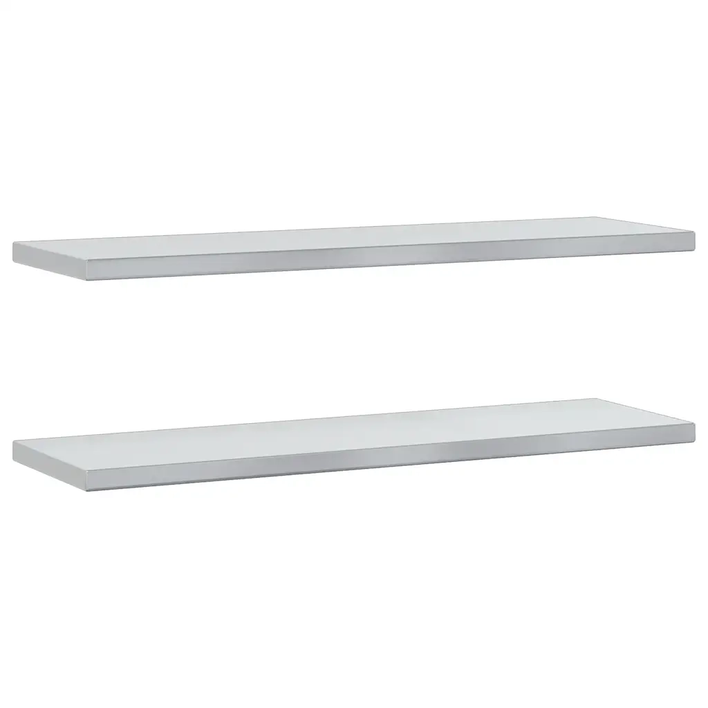 2 pz Mensole a Muro | Scaffale Parete | Ripiano a parete 100x30 cm Argento in Acciaio Inossidabile