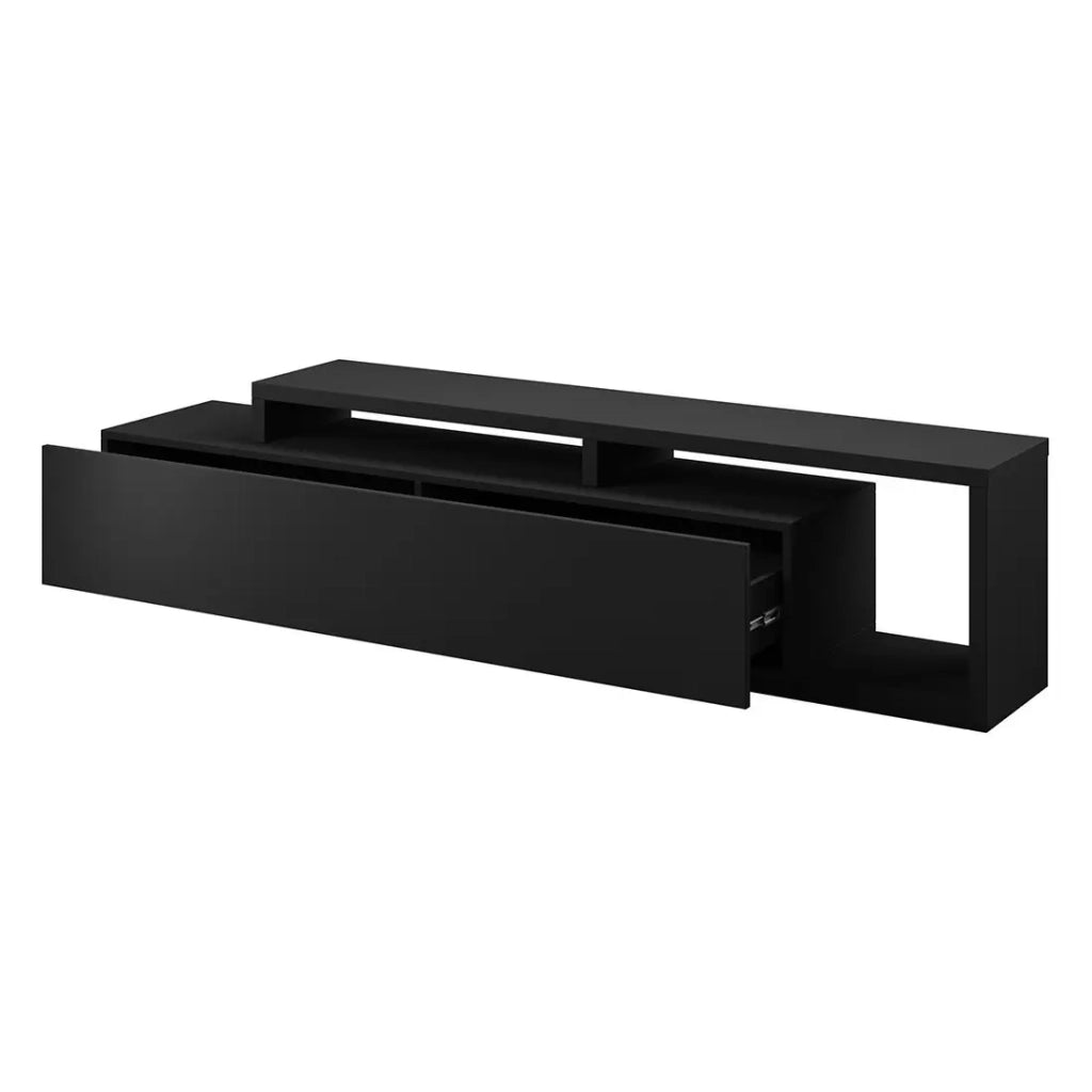 Mobile TV 220cm collezione BERGAMO. Colore nero super opaco.