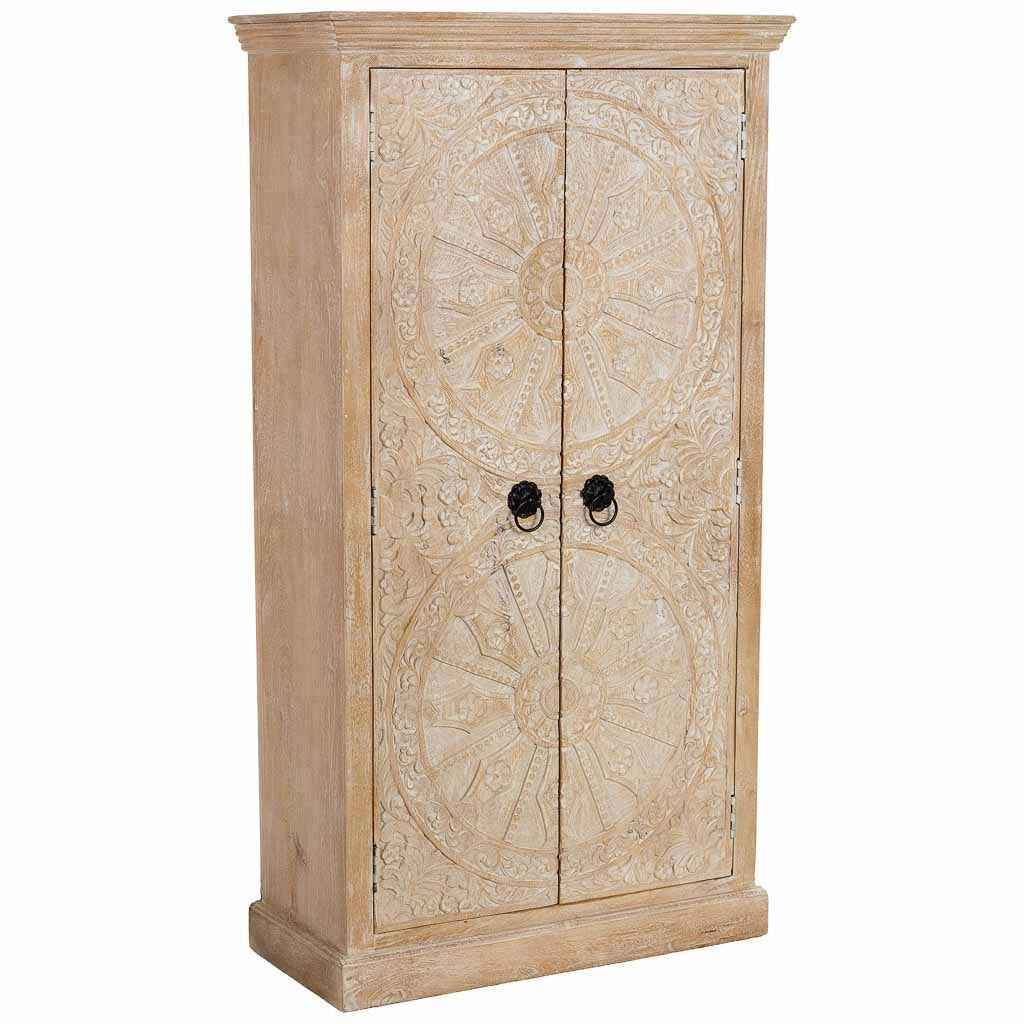 Armadio in legno fatto a mano con 2 ante beige, 90x40x165h cm