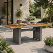 Garden Table Light Grey Poly Rattan And Acacia Solid Wood