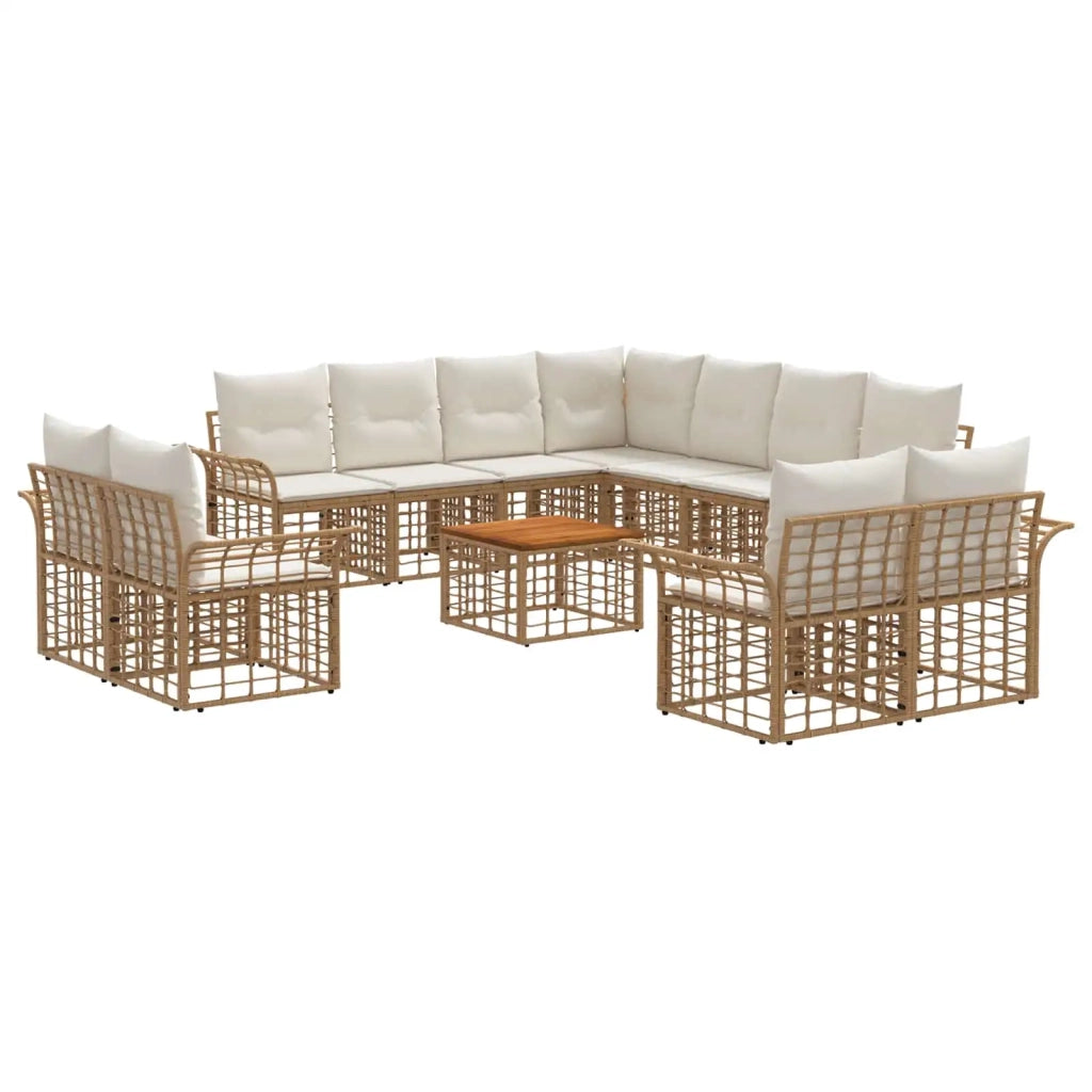Set di divani da esterno 12 pcs Naturale e Bianco Crema