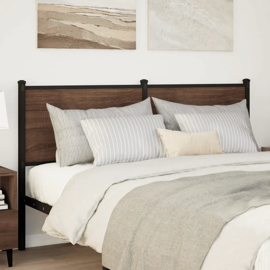 Testiera Rovere Marrone 135 cm in Legno Multistrato e Acciaio