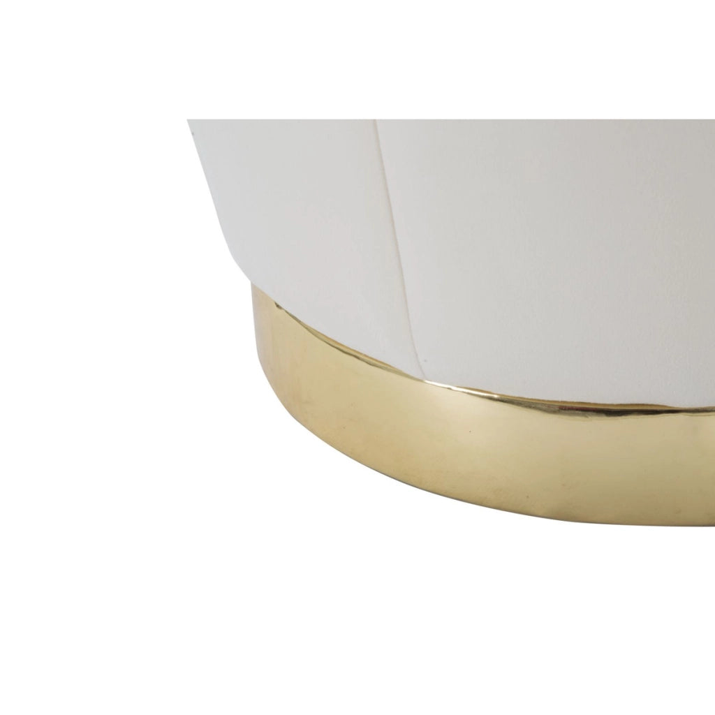 Pouf contenitore Paris crema e gold in velluto – O 43 x H 43 cm