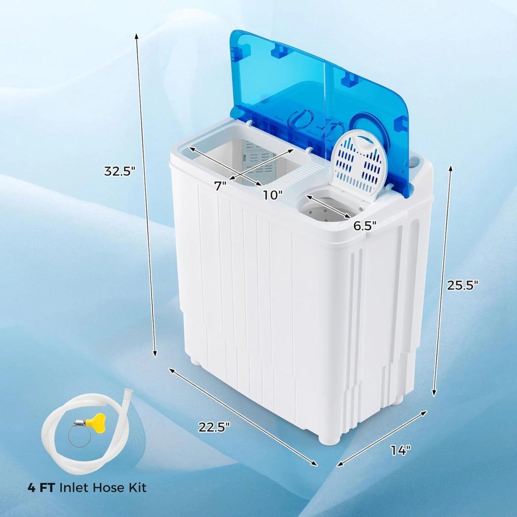 GX10587US-DK-GX-PF, 18,0 libbre di lavaggio compatto Spinner combinato con scarico pompa, doppia vasca da 11 libbre di rotazione 7 libbre, Lavatrici portatili per appartamento, RV Dorm College