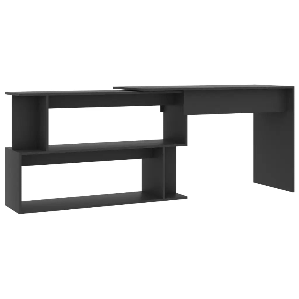 Scrivania ad Angolo Grigia 200x50x76 cm in Legno Multistrato 801100
