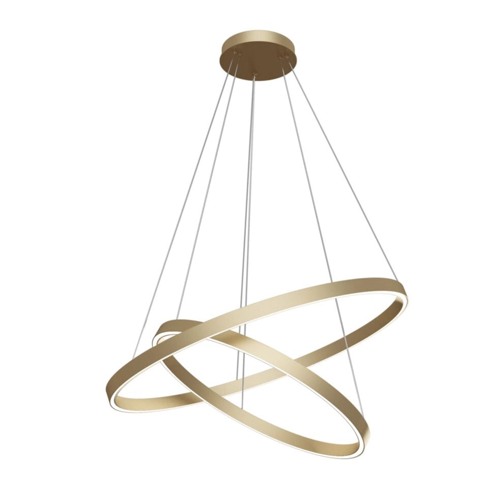 Lampadario A Sospensione Moderno Rim Alluminio Ottone 2 Led 88W